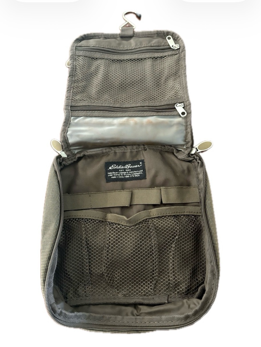 Eddie Bauer Hanging Travel Toiletry Kit/Bag | Unisex | Olive Tan Woven Nylon - Picture 6 of 6